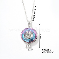 Exquisite vintage mermaid pendant necklace with colorful crystals and hollow design., 15.75 inch(400mm)(OS1205-1)