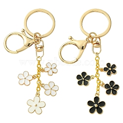 Alloy Keychain, with Iron Findings, Flower, Mixed Color, 11cm, 2pcs/set(KEYC-YW00049)