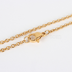 304 Stainless Steel Cable Chain Necklace Making, with Lobster Claw Clasps, Vacuum Plating, Golden, 17.7 inch(45cm), Lobster Claw Clasps: 6x9x3mm(X-STAS-P045-01G-A)