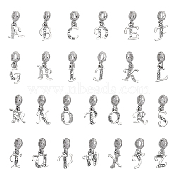 CHGCRAFT 26Pcs 26 Styles Rack Plating Alloy Crystal Rhinestone European Dangle Charms, Large Hole Pendants, Letter Links, Cadmium Free & Lead Free, Platinum, Letter A~Z, 23~27mm, Pendants: 13~16.5x6~14x2mm, Hole: 4.5mm, 1pc/style(FIND-CA0007-66)