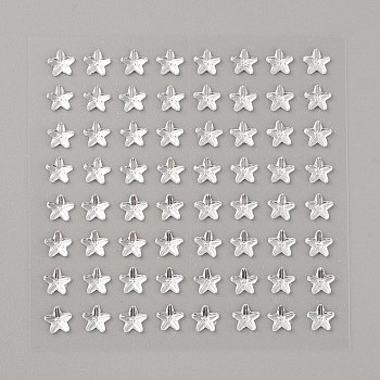 Star Transparent Acrylic Rhinestone Stickers, Crystal Gems Stickers for DIY Nail Art, Car, Mobile Phone Decoration, Crystal, 75x75x2mm, Sticker: 6x6mm, 64pcs/sheet