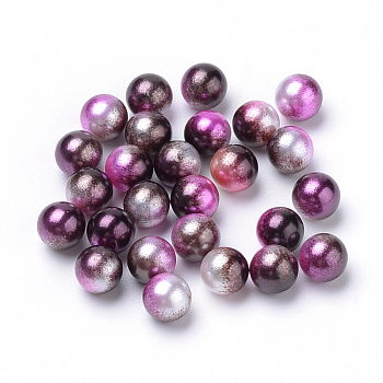 Rainbow Acrylic Imitation Pearl Beads, Gradient Mermaid Pearl Beads, No Hole, Round, Coconut Brown, 6mm, about 5000pcs/500g