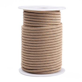 Braided Polyester Cords, Tan, 4mm, about 21.87 yards(20m)/roll