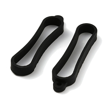 Anti-Lost Silicone Pendant, for Electronic Stylus & Lighter Making, Black, 65x15.5x7mm, Hole: 4mm, Inner Diameter: 55mm