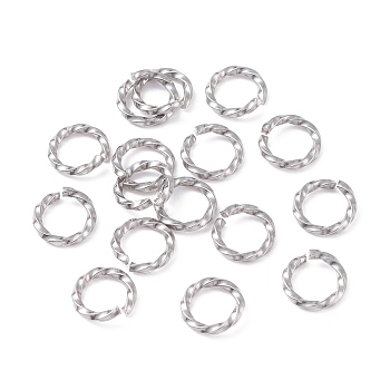 304 Stainless Steel Jump Rings, Open Jump Rings, Twisted, Stainless Steel Color, 8x1.2mm, Inner Diameter: 5.5~6mm