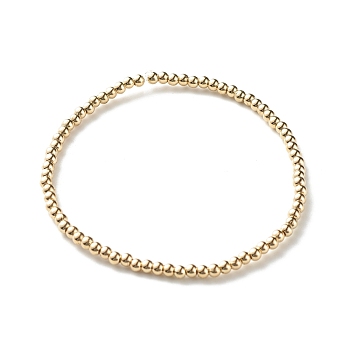 Round CCB Plastic Beads Stretch Bracelet for Girl Women, Gold, Beads: 3mm, Inner Diameter: 2-1/4 inch(5.6cm)