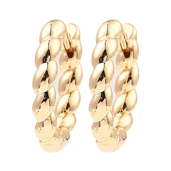 Brass Hoop Earrings, Twist Ring, Light Gold, 16x18x3mm
