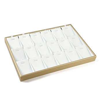 18 Grids Imitation Leather Jewelry Pendant Trays, Rectangle Desktop Organizer Case with No Cover, for Pendant, White, 35x24x3cm, 75x53mm inner diameter