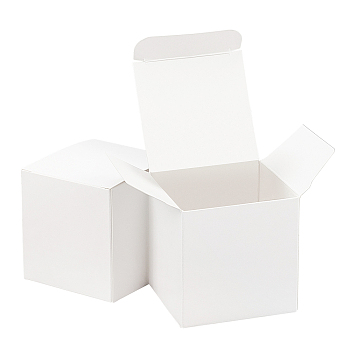 Foldable Cardboard Paper Jewelry Boxes, Gift Packaging Boxes, White, 6x6x6cm