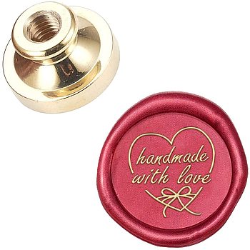 DIY Scrapbook, Brass Wax Seal Stamp, Heart with Word Handmade with Love Pattern, 25mm