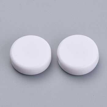Opaque Acrylic Beads, Flat Round, White, 15x4mm, Hole: 1.5mm, about 760pcs/500g