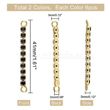12Pcs 2 Colors Brass Micro Pave Cubic Zirconia Connector Charms(KK-FH0004-50)-2