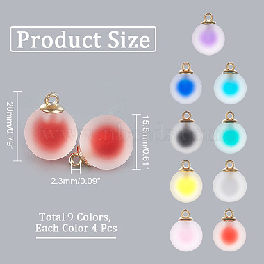 36Pcs 9 Colors Frosted Resin Pendants(RESI-NB0001-82)-2
