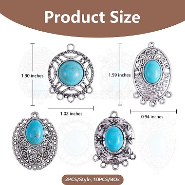 10pcs Turquoise+alloy pendant Vintage alloy earring head diy handmade material(5 styles)(JX575A)-2