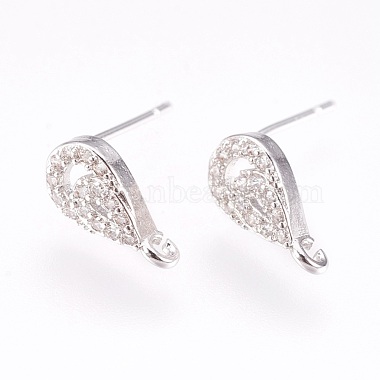 Platinum Clear Brass+Cubic Zirconia Stud Earrings