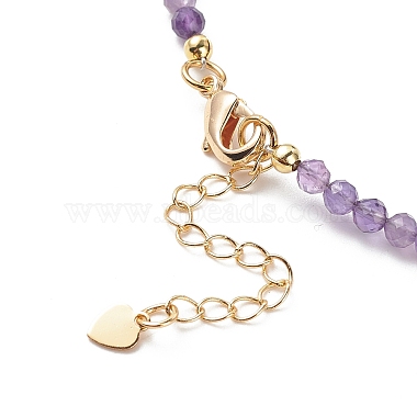 Cubic Zirconia Teardrop Pendant Necklace with Natural Amethyst Beaded Chains(NJEW-JN04121-02)-7