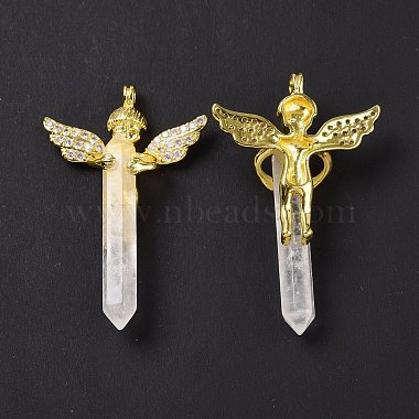 Natural Quartz Crystal Faceted Double Terminal Pointed Big Pendants(G-H281-09G-04)-3