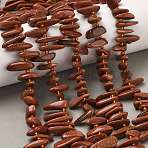 Synthetic Goldstone Beads Strands, Chip, Top Drilled, with Seed Beads, 12~20x2~8x4~7mm, Hole: 1.2mm, about 70pcs/strand, 15.75''(40cm)(G-Z130-A04-03)