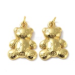 Brass Pendants, Cadmium Free & Lead Free, Long-Lasting Plated, with Jump Ring, Bear, Real 18K Gold Plated, 20x14x3mm, Jump Ring: 5x1mm, Inner Diameter: 3mm(KK-Z016-24G)