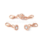 1Pc Alloy Crystal Rhinestone Magnetic Clasps, with Double Lobster Claw Clasps, Rose Gold, 41mm, Lobster Clasp: 12x7x3mm, Magnetic Clasp: 15x8.5mm(ALRI-YW0001-11RG)