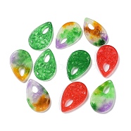 Natural White Jade Dyed Engraved Pendants, Teardrop Charms, Mixed Color, 25~25.5x15x2mm, Hole: 1mm(G-Q009-03)