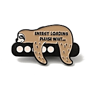 Word Energy Loading Please Wait Enamel Pin, Electrophoresis Black Alloy Animal Brooch for Backpack Clothes, Sloth Pattern, 17x28x1.5mm(JEWB-C017-01E)