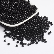 Opaque Acrylic Beads, Round, Black, Size: about 4mm in diameter, hole: 1mm, about 1400pcs/50g(X-PL681-4)