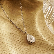 Teardrop Pendant Necklaces, Stainless Steel Cable Chain Necklaces for Women(ZM6568-2)