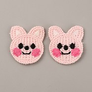 Animal Polyester Knitted Appliques, Costume Hat Bag Ornament Accessories, Rabbit Pattern, 37x32.5x2.5mm(DIY-WH0399-42I)