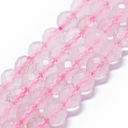 Natural Rose Quartz Beads Strands, Faceted(64 Facets), Round, 6mm, Hole: 0.8mm, about 62~67pcs/strand, 15.16~15.55 inch(38.5~39.5cm)(G-G927-28A)