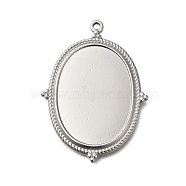 304 Stainless Steel Pendant Cabochon Settings, Oval, Stainless Steel Color, Tray: 25x18.5mm, 36.5x26.5x2mm, Hole: 1.5mm(STAS-H225-03P)