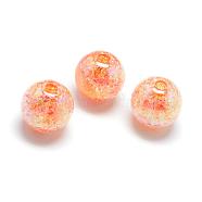 Crackle Style Acrylic Beads, AB Colour, Inside Color, Round, Dark Orange, 20mm, Hole: 2.5mm, about 110pcs/500g(MACR-S825-20mm-K)