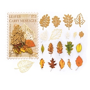 Autumn Leaf Scrapbooking Tool Kits, Including 20Pcs 10 Styles Paper Pads and 20Pcs 20 Styles PET Stickers, for DIY Album Scrapbook, Greeting Card, Goldenrod, 21~50x20~40x0.1~0.3mm, 2pcs/style(DIY-P084-D01)