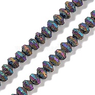 Electroplated Natural Lava Rock Beads Strands, Rondelle, Saucer Beads, Rainbow Plated, 6x4mm, Hole: 1mm, about 94pcs/strand, 15.94''(40.5cm)(G-A234-F02-01E)