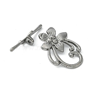 Tibetan Style Alloy Toggle Clasps, Lead Free & Cadmium Free & Nickel Free, Gunmetal, Flower, Flower: 20mm wide, 28mm long, Bar: 5mm wide, 30mm long, hole: 2mm(K095R052)