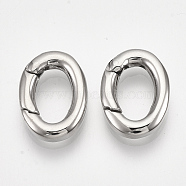 304 Stainless Steel Spring Gate Rings, Oval Rings, Stainless Steel Color, 15.5x11.5x3mm, Inner Diameter: 10x6mm(STAS-S079-88B)