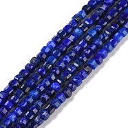 Natural Lapis Lazuli Beads Strands, Faceted, Cube, 2.5x2.5x2.5mm, Hole: 0.5mm, about 186~188pcs/strand, 15.16~15.35 inch(38.5~39cm)(G-C009-B08)