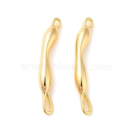 Brass Connector Charms, Twisting Balloon Links, Real 18K Gold Plated, 20x4x3mm, Hole: 3x0.7mm and 1x0.8mm(KK-P239-01G)