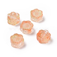 Electroplated Glass Beads, with Gold Foil, Sunflower, for Jewelry Making, Orange, 12.5x11.5x6mm, Hole: 1mm(GLAA-G090-01H)