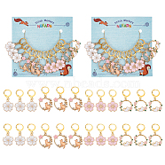 Alloy Enamel Cat/Sakura Pendant Locking Stitch Markers, Brass Clasp Stitch Marker, Mixed Color, 3.8~4.2cm, 4 style, 3pcs/style, 12pcs/set(HJEW-PH01867)