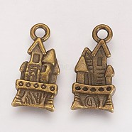 Tibetan Style Alloy Pendants, Castle, Cadmium Free & Lead Free, Antique Bronze, 21x10x3mm, Hole: 3mm(TIBEP-0815-AB-LF)