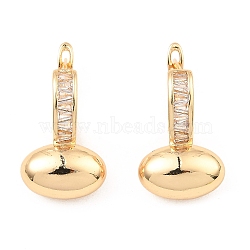 Brass with Cubic Zirconia Hoop Earrings, Egg Shape, Light Gold, 27x15mm(EJEW-G362-03KCG)