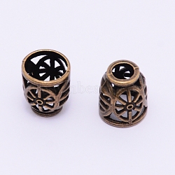 Hollow Zinc Alloy End Caps, Antique Bronze, 13.5x11mm, Hole: 4.5mm, Inner Diameter: 9.5mm(PALLOY-WH0072-43AB)