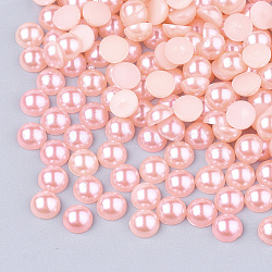 ABS Plastic Imitation Pearl Cabochons, Half Round, Pink, 6x3mm(SACR-S738-6mm-Z17)