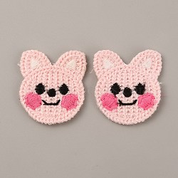 Animal Polyester Knitted Appliques, Costume Hat Bag Ornament Accessories, Rabbit Pattern, 37x32.5x2.5mm(DIY-WH0399-42I)