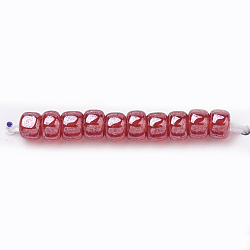 MGB Matsuno Glass Beads, Japanese Seed Beads, 15/0 Transparent Lustered Glass Round Hole Seed Beads, FireBrick, 1.5x1mm, Hole: 0.5mm, about 6000pcs/20g(X-SEED-Q033-1.5mm-8L)