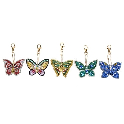 DIY Diamond Painting Pendant Decoration Kits, including Acrylic Pendant Decoration, Resin Rhinestones, Diamond Sticky Pen, Tray Plate and Glue Clay, Butterfly, 76x58x2mm(PW-WG42377-03)