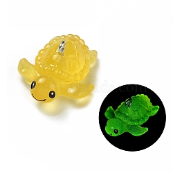 Luminou Resin Pendants, with Iron Loop, Turtle, Gold, 27x21.5x12.5mm, Hole: 2mm(RESI-R452-03D)