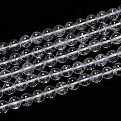 Natural Quartz Crystal Beads Strands, Rock Crystal Beads, with Cotton Thread, Round, 8mm, Hole: 1mm, about 45pcs/strand, 14.17 inch(36cm)(X-G-H236-05A-8mm)