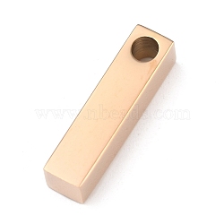 Ion Plating(IP) 304 Stainless Steel Pendants, Rectangle/Bar, Rose Gold, 20x5x5mm, Hole: 3mm(STAS-G208-03RG)